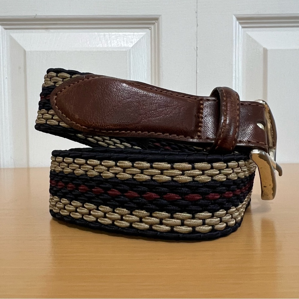 Brighton Men’s Braided Woven Belt Striped Size 38 USA Made